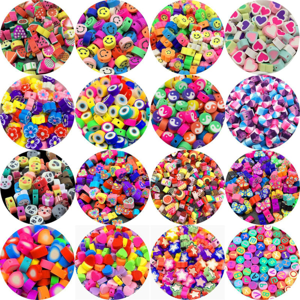 Smiley Face Beads Frukt Spacer Beads Färg Polymer Clay Beads För gör-det-själv smycken Tai Chi Balck White