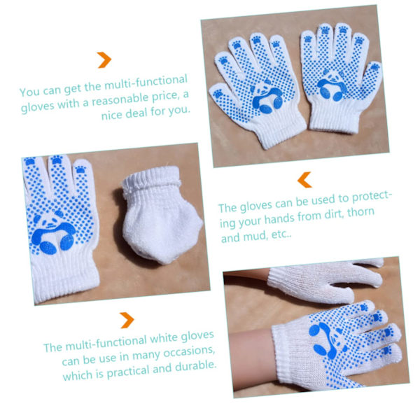 6 Par Panda Hansker Arbeidshansker for Barn Barnehansker Hagehansker Barnehansker Polyester Bomullshansker Gymhansker Hagearbeidshansker