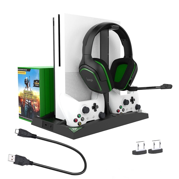 För Xbox One S Cooling Vertical Stand Dual Controller Charging S