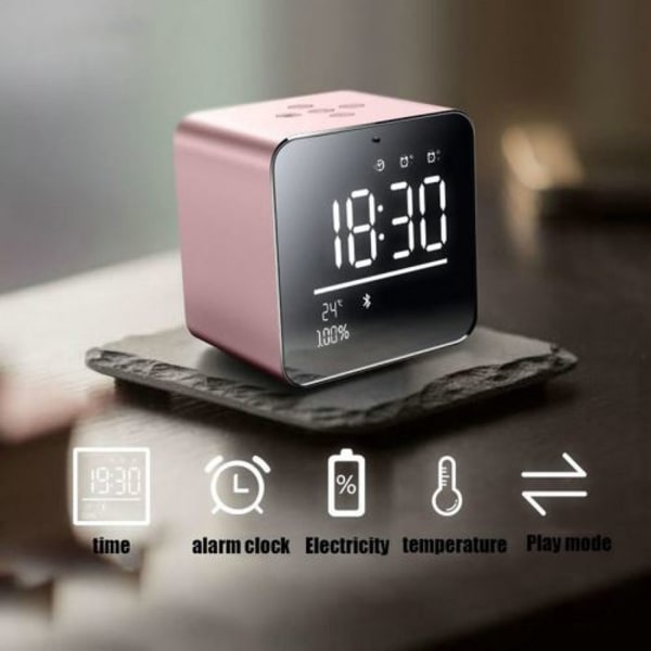 Herätyskello langattomalla Bluetooth-kaiuttimella, Kannettava Mini Squ