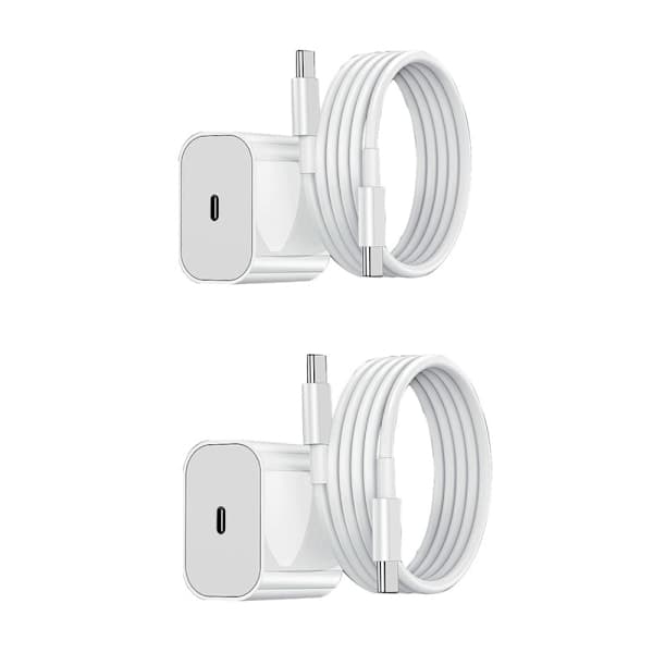 [LCS]Oplader - Hurtigoplader 20W USB-C - Adapter + Kabel 2m Hvid 2-pak 2-Pack USB-C