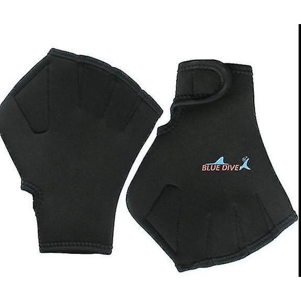 Simträningsutrustning för vintersim med väv och fingerlösa paddlar för män och kvinnor (svart)
