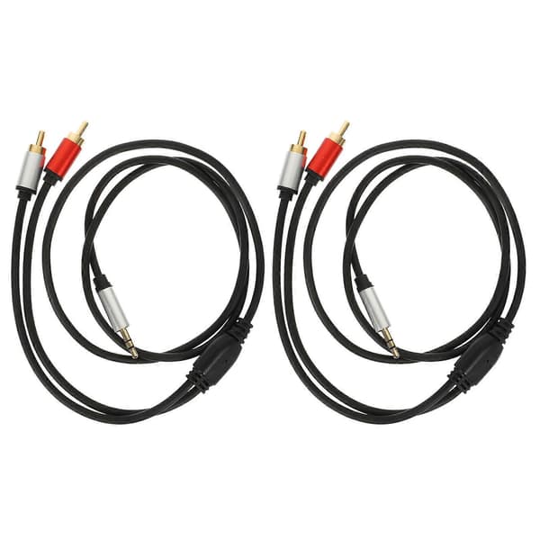 Lydadapterkabel 3,5 mm til 2 RCA hann for høyttaler 2 stk svart kobber