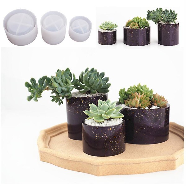 DIY Cylindrisk Blomsterpotteform Multifunktionel Håndlavet Håndværk Silikoneform Til Hjemmekøkken Bar 3pcs