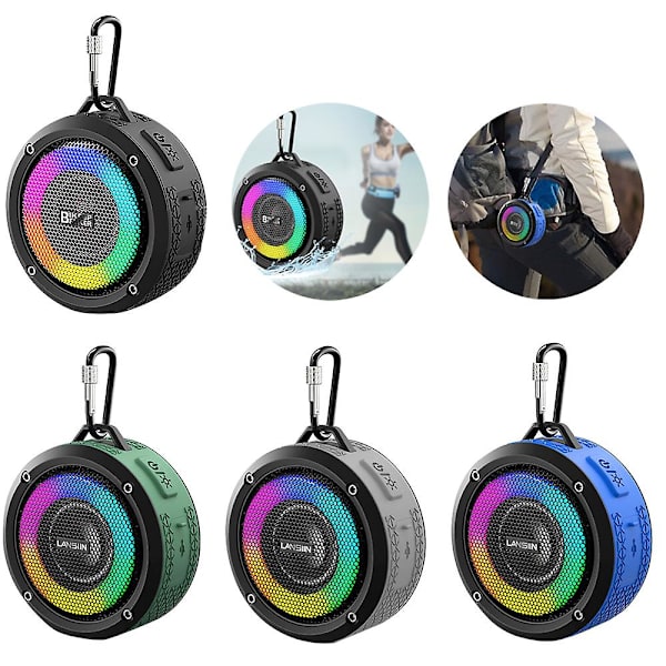 Duschhögtalare, Bluetooth-högtalare 5.0 med RGB-ljus, Bärbar trådlös högtalare Gray