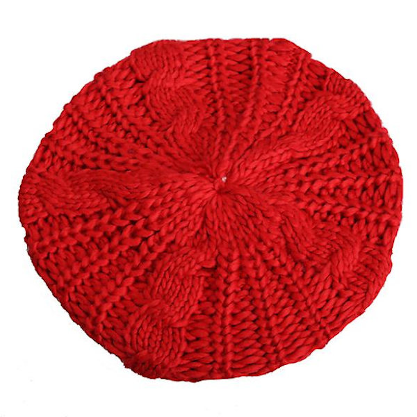 Varm Vinter Dame Beret Strikket Baggy Beanie Lue Flerfarget Skilue White