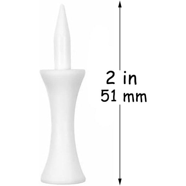 100 golftees i plast, korte golftees (51 mm hvite)