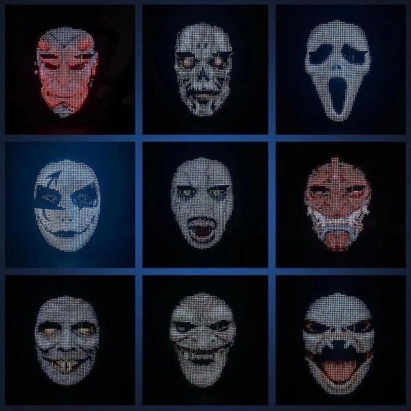 Halloween Led Bluetooth Party Diy Full Color Display Luminous Prank Mask