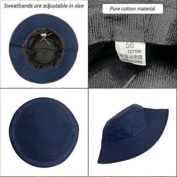 Neutral bomuldsfiskerhat foldbar solhat til mænd kvinder sort hvid khaki marineblå navy blue