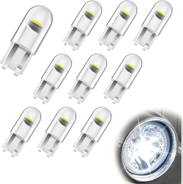 [LCS](10 stk) W5W T10 LED-billykter - Bilens interiørbelysning (hvit)