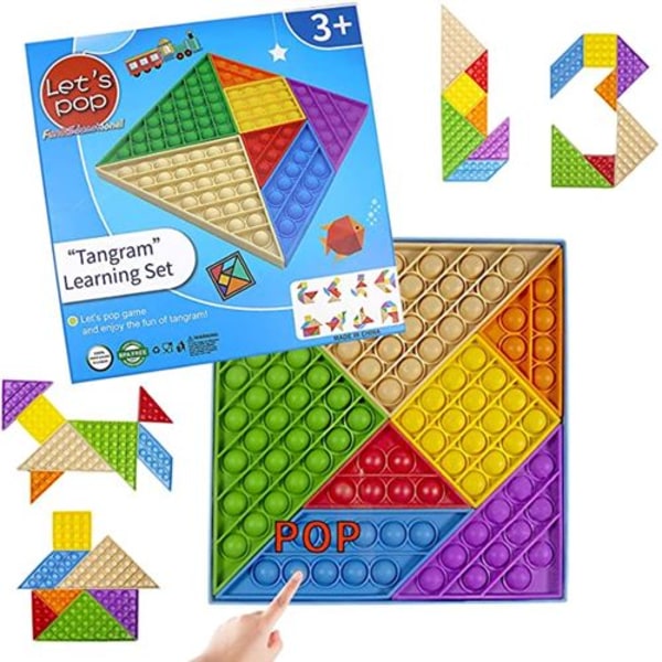 Push Pop It Fidget Silikon [Tangram] Flerfärgad Anti Str