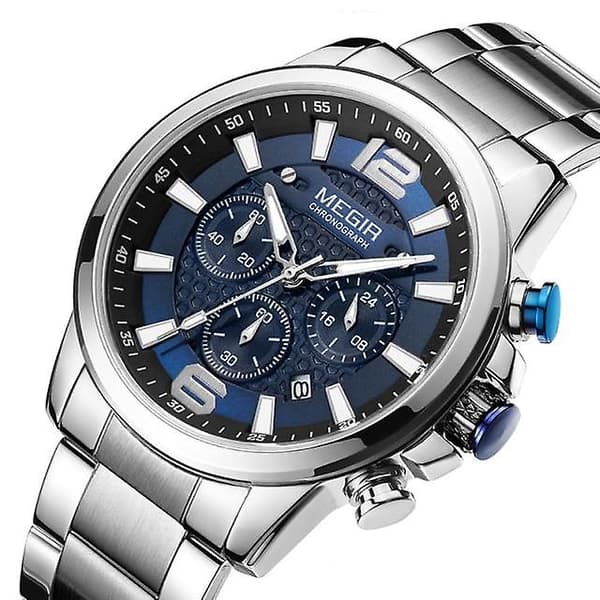 Herreur Kvarts Armbåndsur Mænd Rustfrit Stål Rem Chronograph Wa
