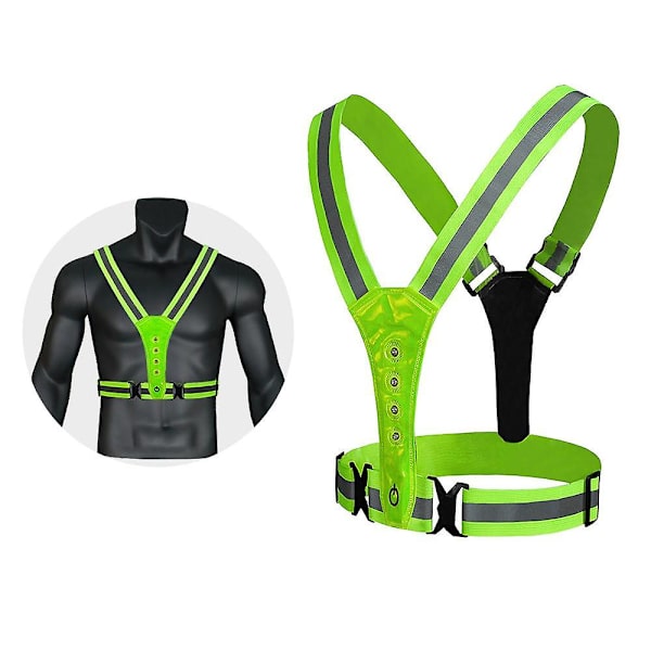 LED Refleksvest Høy Synlighet LED Reflekterende Sikkerhets Løpelys green