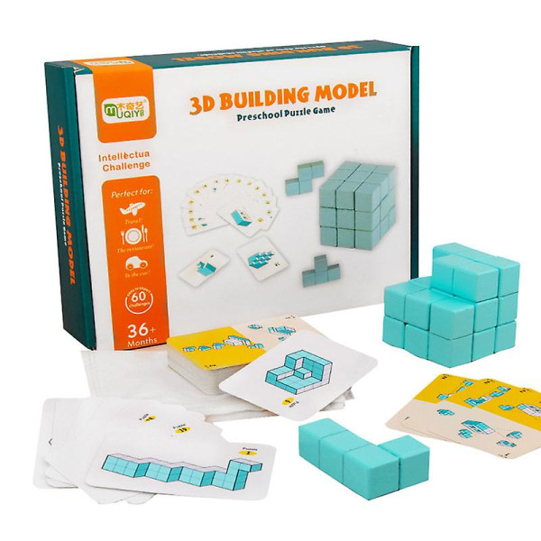 Trä Kids Brain Teaser Cube Pussel Block Toy