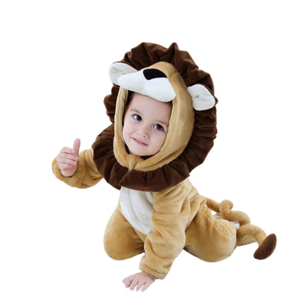 Reedca Toddler's Dinosaurie-dräkt för barn, söt huva-dräkt för halloween Lion 6-12 Months