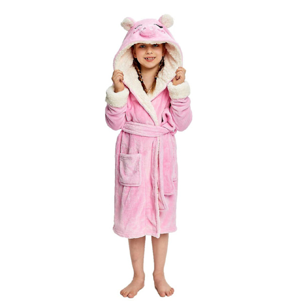 Reedca Flickor Enhörning Morgonrock Mjuk Badrock med Huva Sovkläder Loungewear Presenter Till Flickor Småbarn Barn Sherpa Rosa Gris 8-10 Years