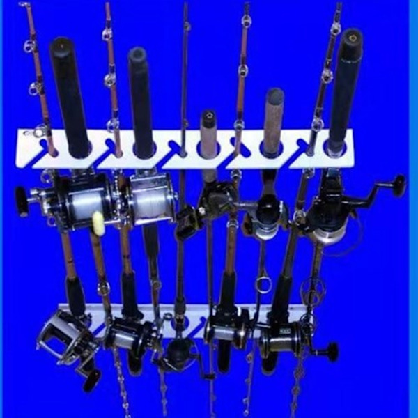 Fishing Rod Holder Wall Ceiling Storage Rack Horizontal Support 10-Rod Holder