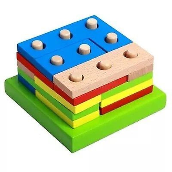 16st Tetris Trä Montessori Material Matematik Utbildningsgeometri Montering byggsten för barn Färgform Kognitiv leksak