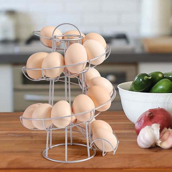 Eggeholder Stativ Moderne Spiraldispenser Oppbevaringsstativ Spar Plass Til Kjøkken Silver