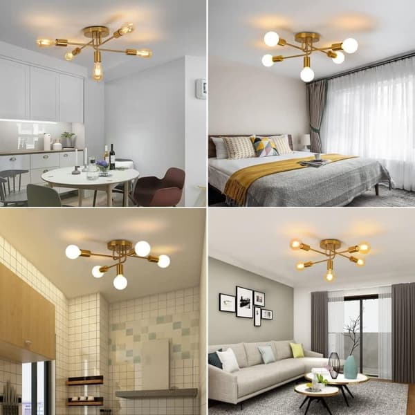 [LCS] Industrial Ceiling Lamp E27 for Living Room Bedroom Kitchen Dining Room, Retro Design, without bulb