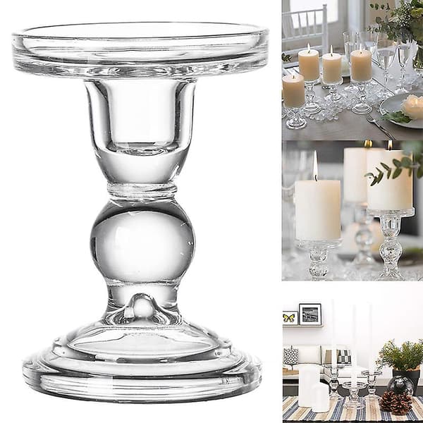 Hög ljusstake i transparent glas, perfekta dekorativa ljusstakar M