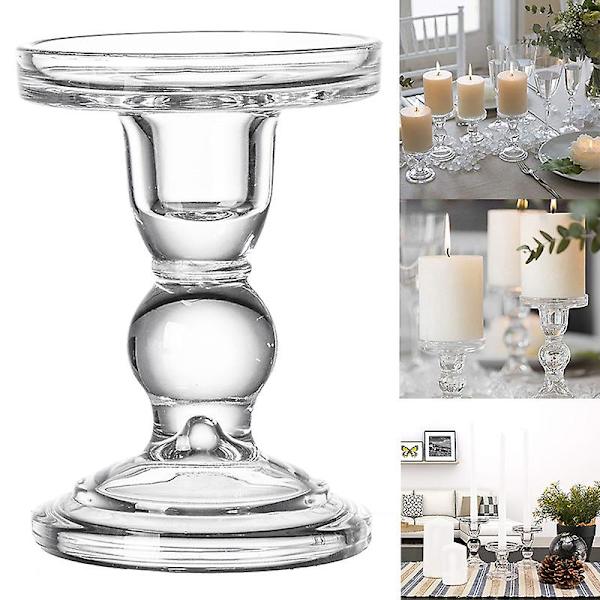 Hög Ljusstake Transparent Glas Ljushållare Perfekt Dekoration Ljusstakar M