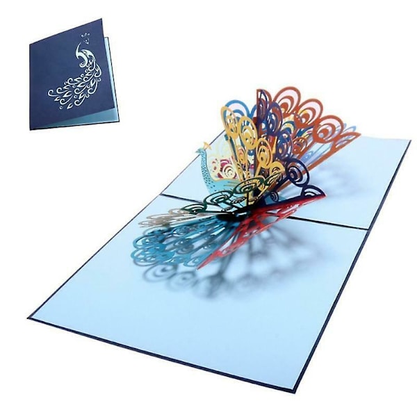 3D Pop-up Påfuglkort