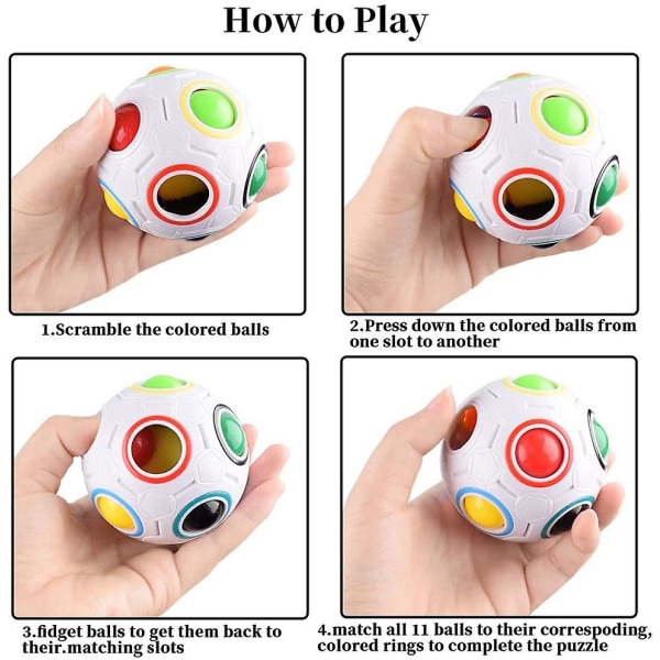 2 stk. Regnbue Magisk Ballkube Magisk Regnbueball Fidget Sensorisk Ball Hjernetrim Spill Fidget Leker