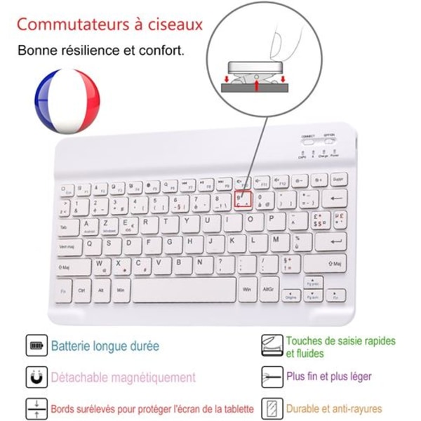 HSMY Case med franskt AZERTY Bluetooth tangentbord för Samsung Gal
