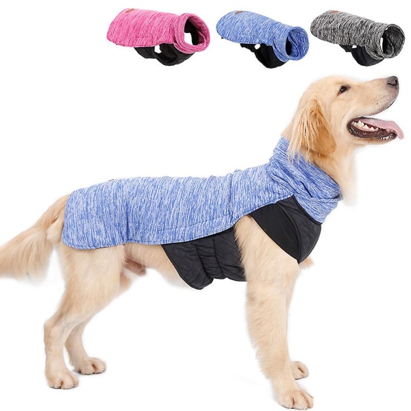 Hundkläder. Hundväst. Hundjacka. Hundrock. Vattentät, varm och vadderad jacka. Hund bomullskläder. (blå, X-stor)