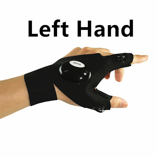 Fingerlösa Handskar LED Ficklampa Utomhusverktyg Left Hand