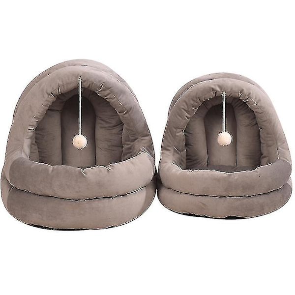 Kattbäddkollektion - Mjuk Inomhus Sluten Täckt Tält/Hus för Katter dark grey S