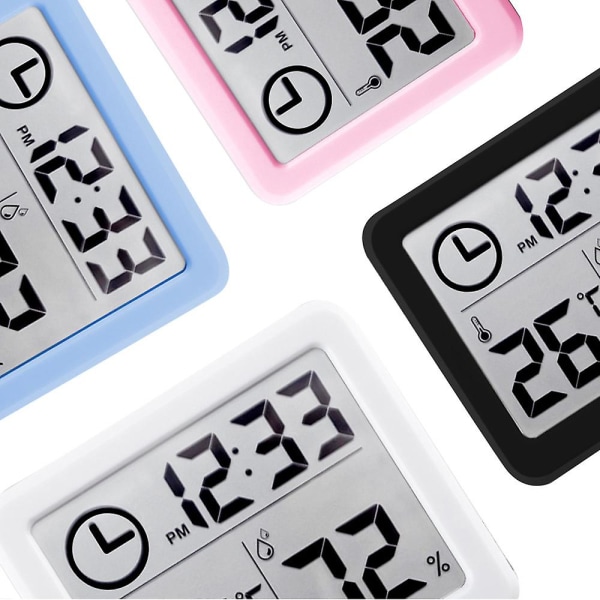Termometer Hygrometer Automatisk Elektronisk Temperatur Luftfuktighetsmätare Klocka Blue