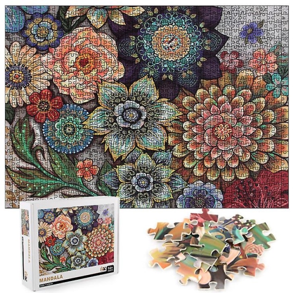 1000 st Mandala Flower Jigsaw DIY Pusselleksaker Montering Bilddekoration