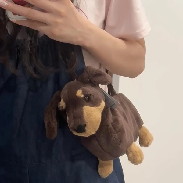 20 cm Treasure Dog Axelväska Söt Tecknad Plyschdocka Kawaii Mjukt Gosedjur Handväskor Ryggsäck ZDQ