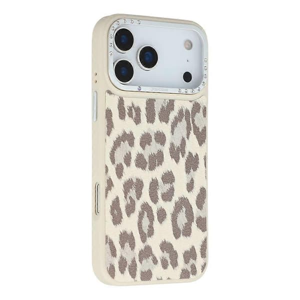 JAUCASE Kompatibel med iPhone 17 Pro Max Magnetisk Deksel Leopardmønster PU + TPU + PC Telefonbakdeksel White