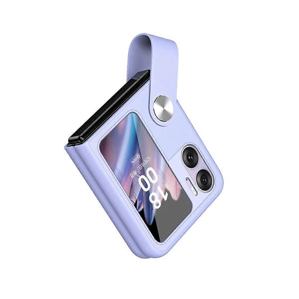 För OPPO Find N2 Flip Handrem Typ Läder Telefonfodral Purple
