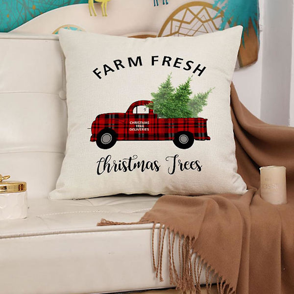 Sett med 4 Julemotiv Beige Farge Dekorative Pynteputetrekk