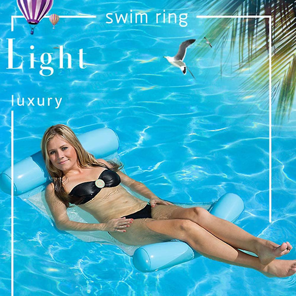 Uppblåsbar Vattenhängmatta Flytande Säng Loungestol Drifter Pool Strand Flytmadrass För Vuxna Blue
