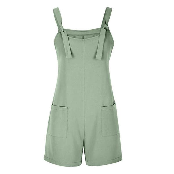Sommer afslappede ærmeløse jumpsuits til kvinder Løs pasform Spaghetti-strop shorts Jumpsuit Strandovertræk med lommer