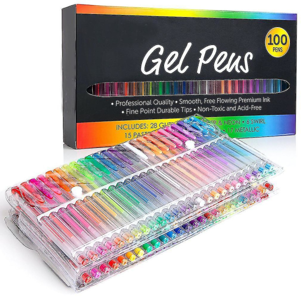 100st Färgade Gel Pennor Set Slät Ritning Writting Fet Gel Pen