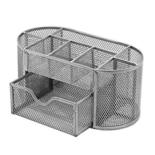 Skrivebordsorganisator Kompatibel med Kontorartikler Penholder Multifunktionel Mesh Skrivebordsorganisering Silver