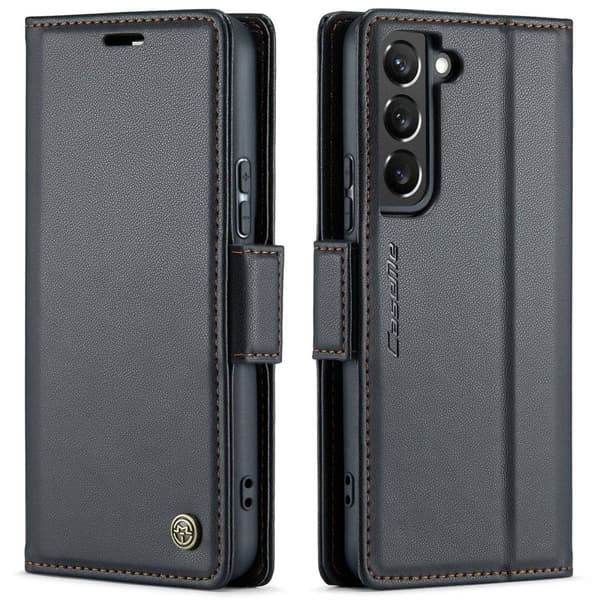 [LCS]Samsung S21 - Etui Premium Læder RFID Beskyttet CaseMe® Sort