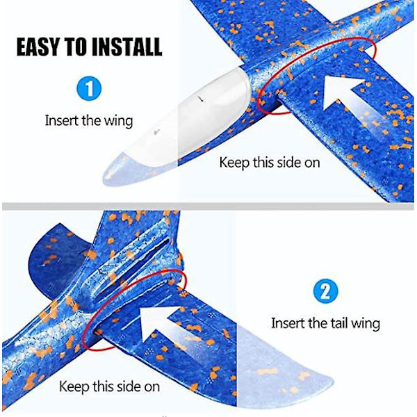 2-pack LED Flygplansleksaker, 45 cm Stort Kastflygplan i Skum