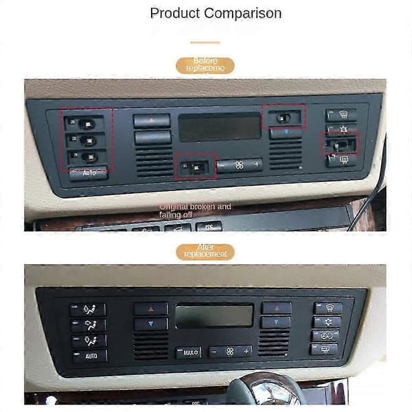 14 stk. bil AC-bryterknappdeksler for X5 E53 1999-2006 og E39 1996-2002, klimakontrollpaneltrim Black