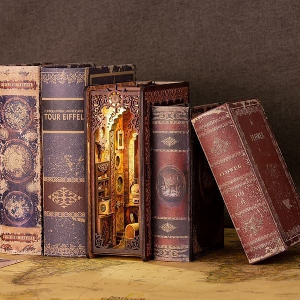 [LCS]DIY 3D Wooden Book Nook Puzzle Building Kit Bookshelf Insert Home Table Decor