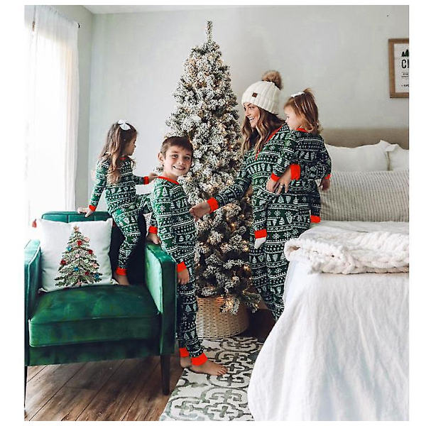 Jul Familj Julgran Tryck Pyjamas Matchande Set Toddler 5T