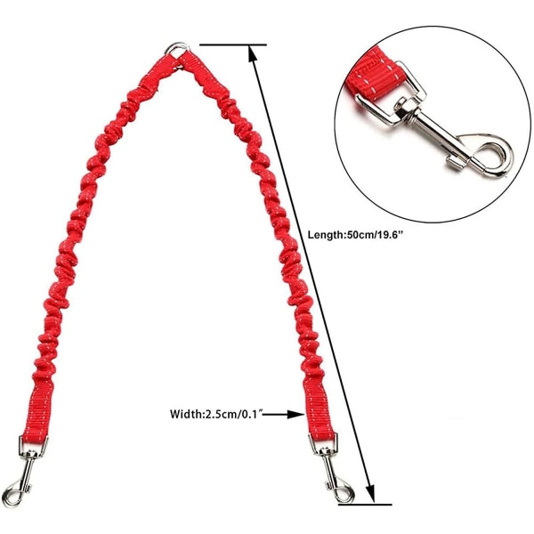 Bungee Double Dog Coupler Lead No Tangle Två hundkoppel och splitter för promenader (svart) RED