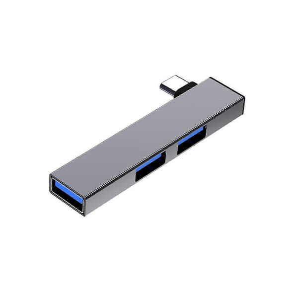 90 graders USB Type C Hub Dockingstasjon 4-ports dataoverføringsutvider, rask USB3.0 for PC bærbar PC grå Gray