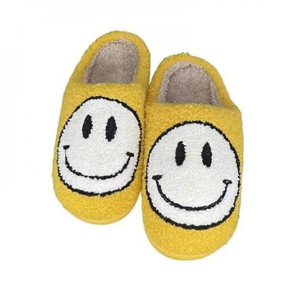 Pehmeät, mukavat ja lämpimät Smiley Face -tohvelit Yellow 39-40